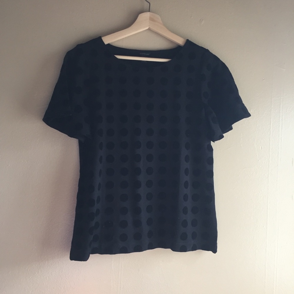 Ann Taylor Flare Sleeve Polka Dot Shirt